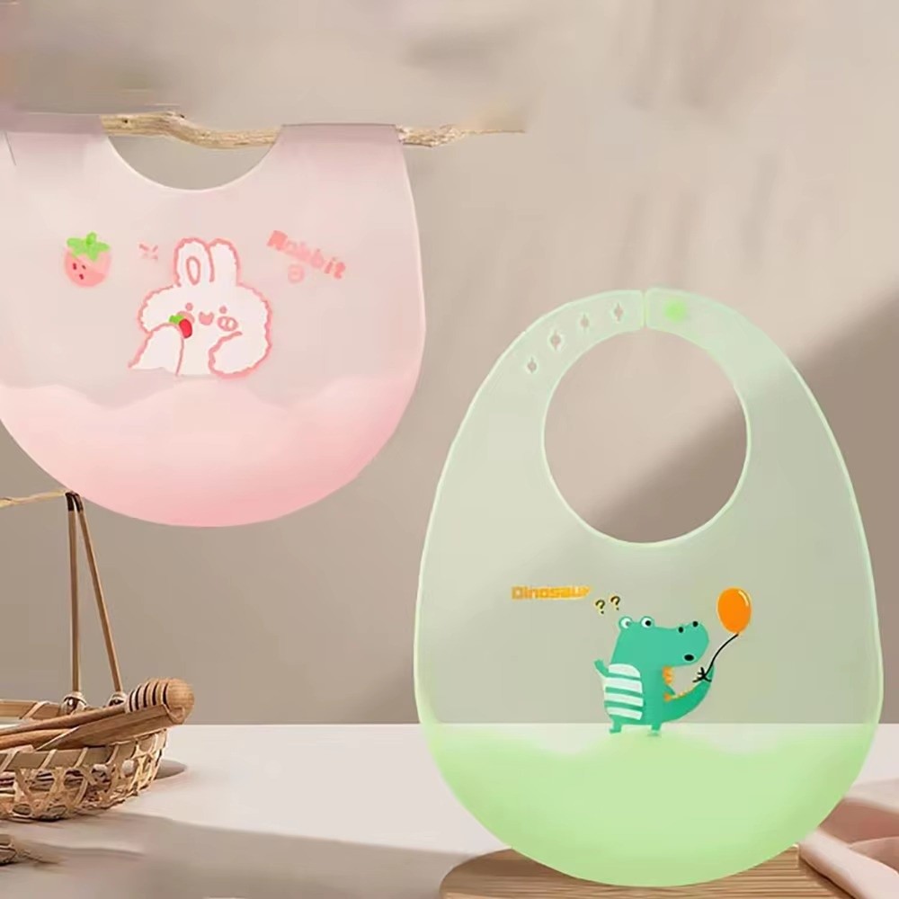 Baby Food Apron - ผ้ากันเปื้อนเด็กแบบกันน้ำลายการ์ตูน ผ้าซิลิโคนนุ่ม ผ้ากันเปื้อนอาหารเด็ก พิมพ์ลายสัตว์ ผ้าบางพิเศษ อุปกรณ์สำหรับเด็กอ่อน