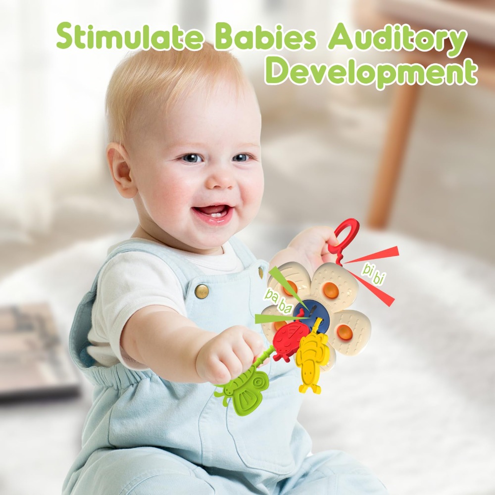 Baby Food Newborn - ของเล่นเด็กเกรดอาหารของเล่นประสาทสัมผัสนุ่มซิลิโคนทรัมเป็ตทารกแรกเกิดของเล่นเคี้ยวการศึกษาชั้นต้นดอกไม้ของเล่นเดินทางสำหรับเด็กอายุ 1-2 ปี