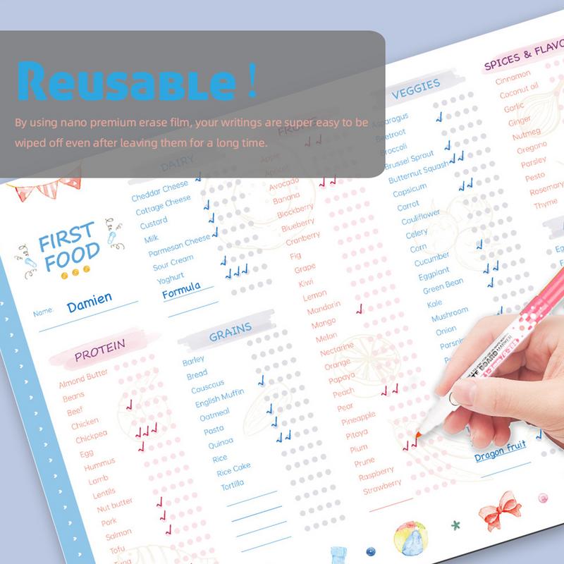 Baby Food Tracker - Baby First Foods Checklist แม่เหล็กทําซ้ําได้ Baby