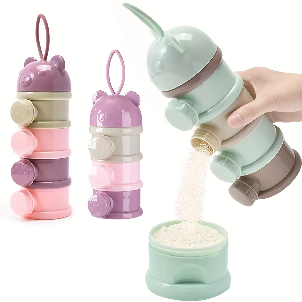 Baby Food Category - ภาชนะใส่นมผงเด็กความจุขนาดใหญ่พร้อมสายรัด, เครื่องจ่ายสูตรอาหารสําหรับทารก, กล่องเก็บอาหารแบบวางซ้อนกันได้, กล่องขนมแบบพกพา