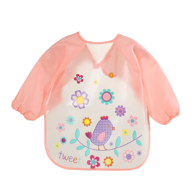 Baby Food Apron - ผ้ากันเปื้อนเด็กทารกแบบกันน้ำ ลายการ์ตูน แขนยาว สำหรับเด็กชายและเด็กหญิง เนื้อผ้านุ่ม ใช้สำหรับป้อนอาหารและเช็ดทำความสะอาด