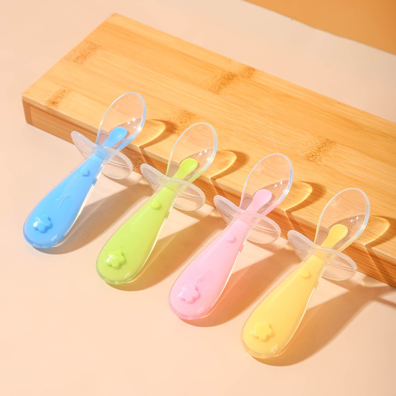 Baby Rice Food - ช้อนซิลิโคนเด็ก, การให้อาหารข้าวเด็ก, ช้อนซุปหัวนุ่ม, ช้อนฝึก, ช้อนสั้นซิลิโคนโล่เด็ก