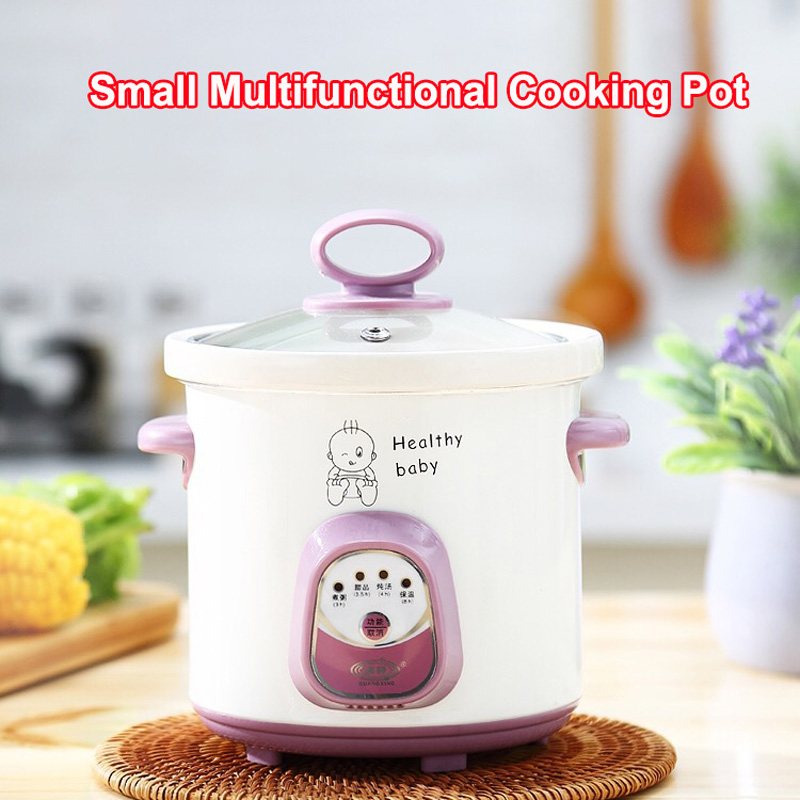 Baby Food Recipe Book - หม้อไฟฟ้าเซรามิกขนาด 0.7 ลิตร รุ่นใหม่, หม้อตุ๋นไฟฟ้าอเนกประสงค์สำหรับใช้ในครัวเรือน, หม้อสำหรับทำอาหารเสริมสำหรับเด็กพร้อมตัวตั้งเวลา