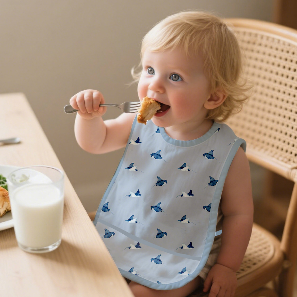 Baby Food Apron - 1 Pc 100% โพลีเอสเตอร์กันน้ําผ้ากันเปื้อนเด็กสําหรับทารกเด็กวัยหัดเดินน่ารักแขนกุดผ้ากันเปื้อน Bib อาหาร