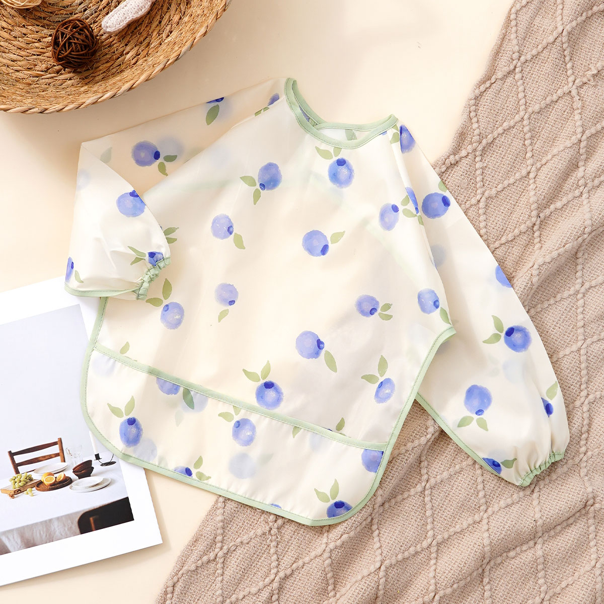 Baby Food Apron - ผ้ากันเปื้อนเด็กแขนยาว ป้องกันน้ำและสิ่งสกปรก ผ้าเช็ดทำความสะอาดหลังป้อนนม ผ้ากันเปื้อนเด็กน่ารักสำหรับเด็กทารก ผ้ากันเปื้อนสำหรับเด็กวาดรูป ผ้ากันเปื้อนสำหรับเด็กป้อนอาหารด้วยตัวเอง