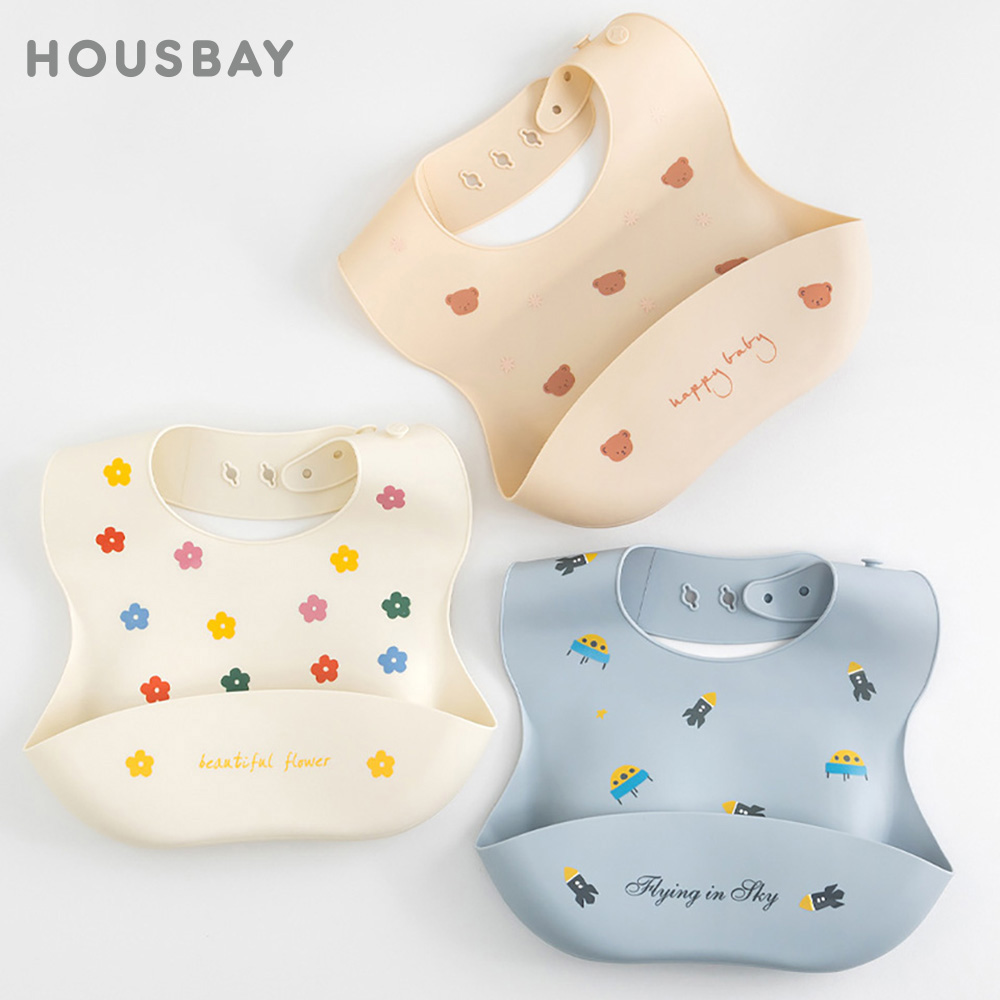 Baby Food Apron - ผ้ากันเปื้อนซิลิโคนเนื้อนุ่มกันน้ำสำหรับเด็กทารกผ้าพันคอพิมพ์ลายจรวดผ้ากันเปื้อนแบบปรับได้ผ้ากันเปื้อนให้อาหารเด็กทารกอุปกรณ์เสริมสำหรับเด็กกินอาหาร