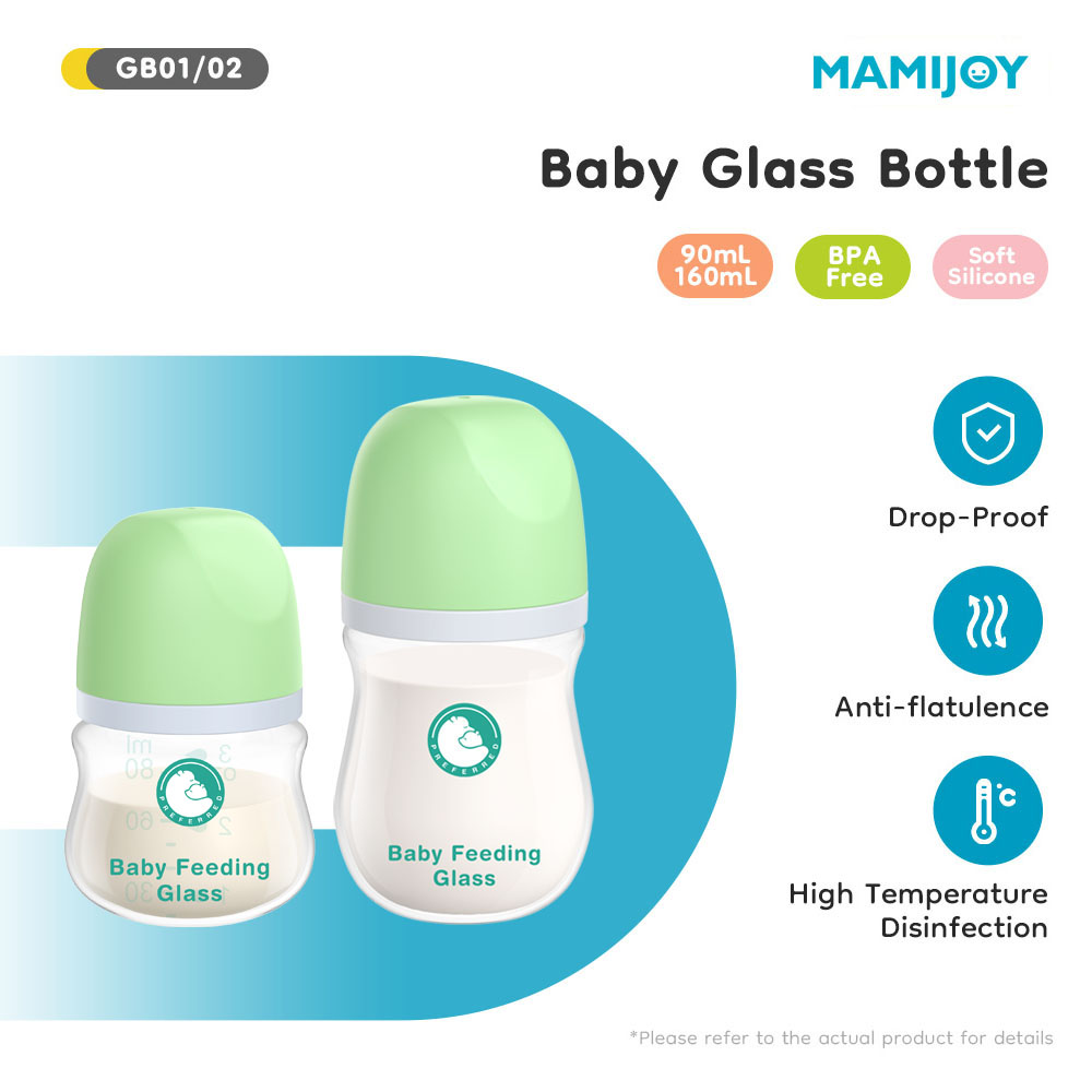 Baby Food Containers Glass - 1PCS ทารกแรกเกิดขวดนม 90ML/160ML ขวดแก้วขวดป้องกันท้องอืดนมขวดนมทารก BPA ฟรี