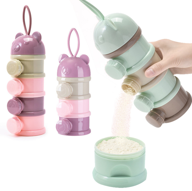 Baby Food Category - เก็บสาม/สี่ชั้นภาชนะบรรจุอาหารแบบพกพาผงนมผงกล่องเครื่องจ่ายทนต่อการรั่วไหลเหมาะสําหรับ 1 ถึง 6 ปี