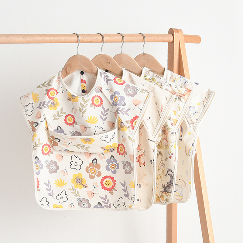 Baby Food Newborn - ทารกแรกเกิด Bibs เสื้อกันน้ําไม่มีแขนย้อนกลับ Dressing ทารกกินเสื้อผ้าผ้ากันเปื้อน Bib