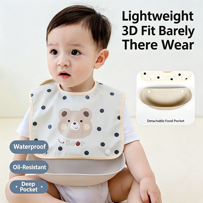ผ้ากันเปื้อนสำหรับเด็กแบบถอดได - Baby Food Apron บทวิจารณ์และราคา
