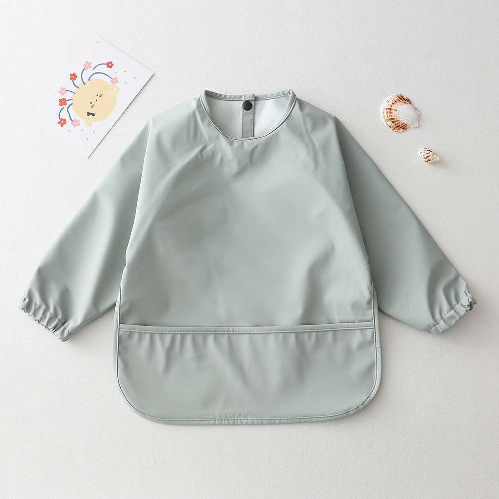 สีทึบเด็ก Bibs แขนยาวเด็กทารกเ - Baby Food Apron บทวิจารณ์และราคา