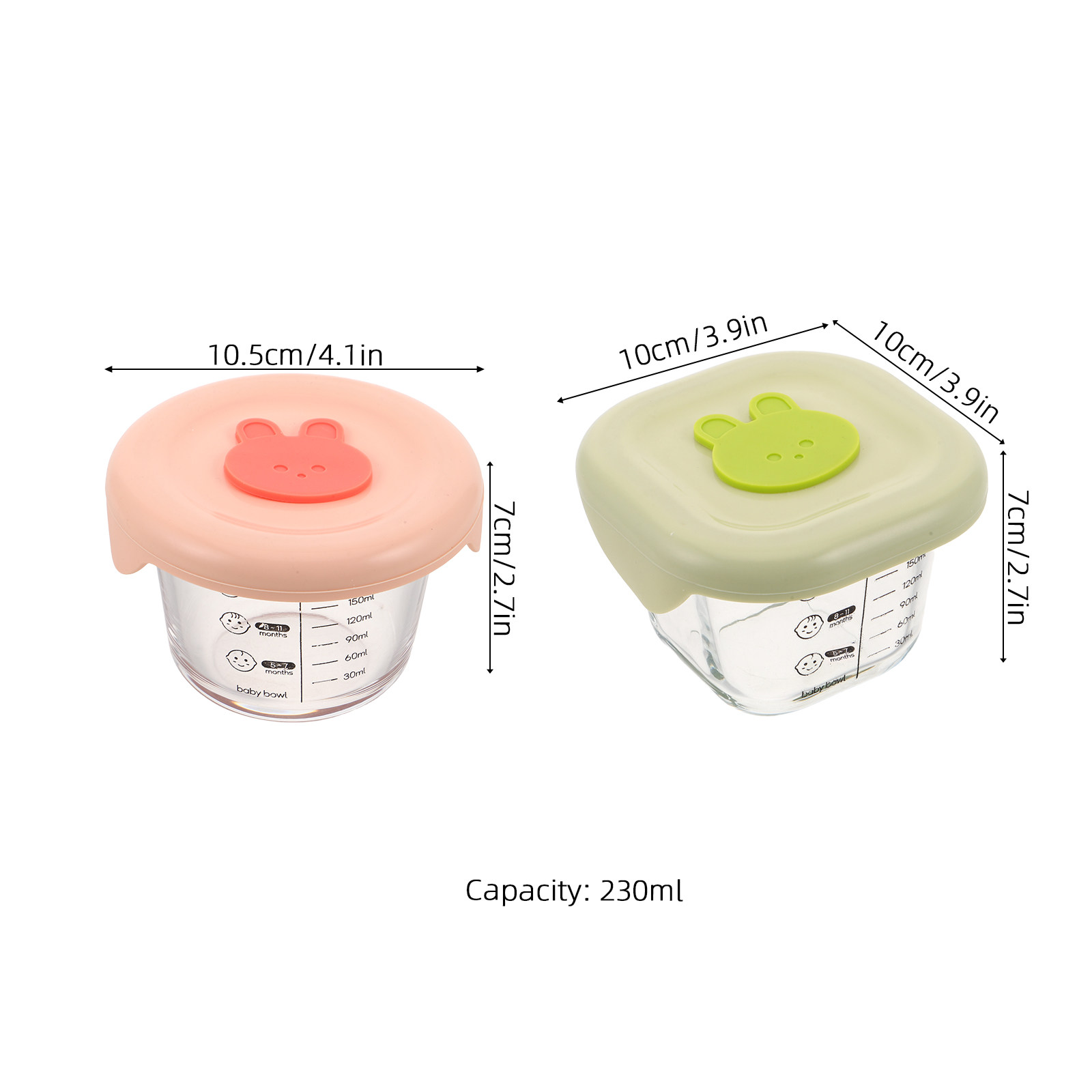 ภาชนะเก็บอาหารเด็ก 2 ชิ้น ขนาด - Baby Food Containers Glass บทวิจารณ์และราคา